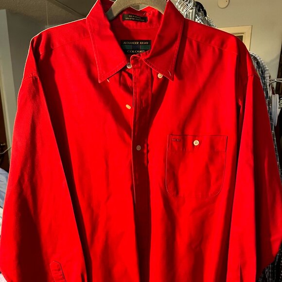 Alexander Julian Colours 100% Cotton Deep Red Long-Sleeve Button-Up SZ Large - Picture 1 of 4